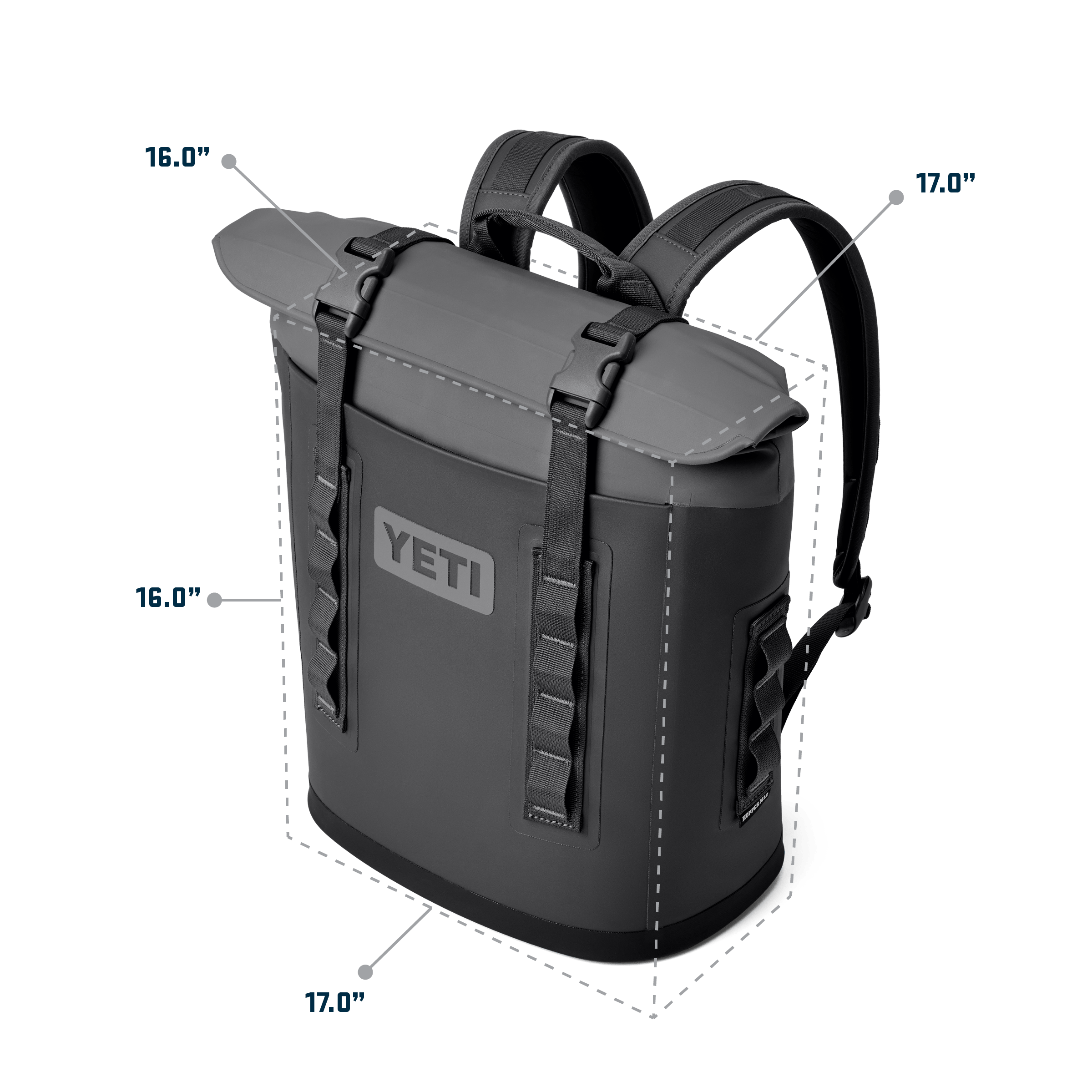 YETI Hopper® M12 Backpack Soft Cooler MSeries M12 soft cooler gray exterior yeticoolershop.com