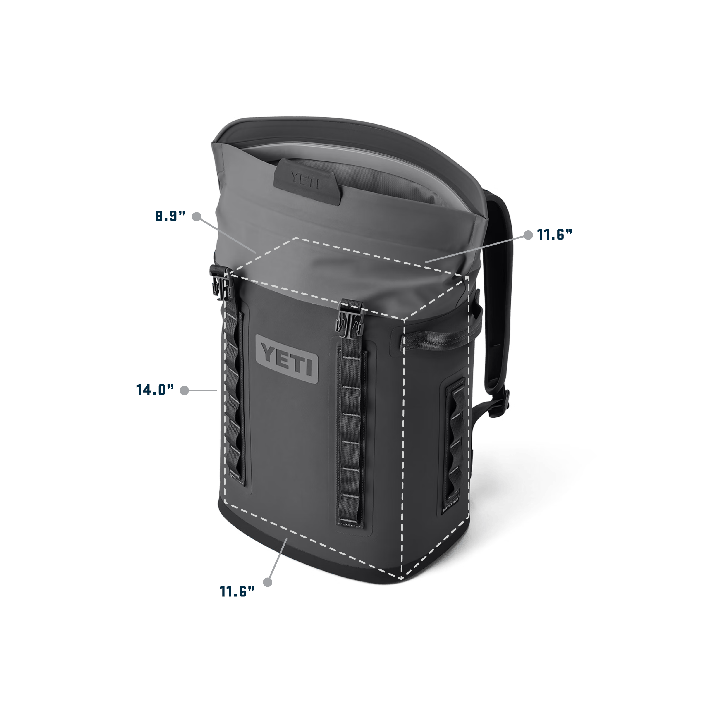 YETI Hopper® M20 Backpack Soft Cooler MSeries M20 bag soft cooler gray interior yeticoolershop.com