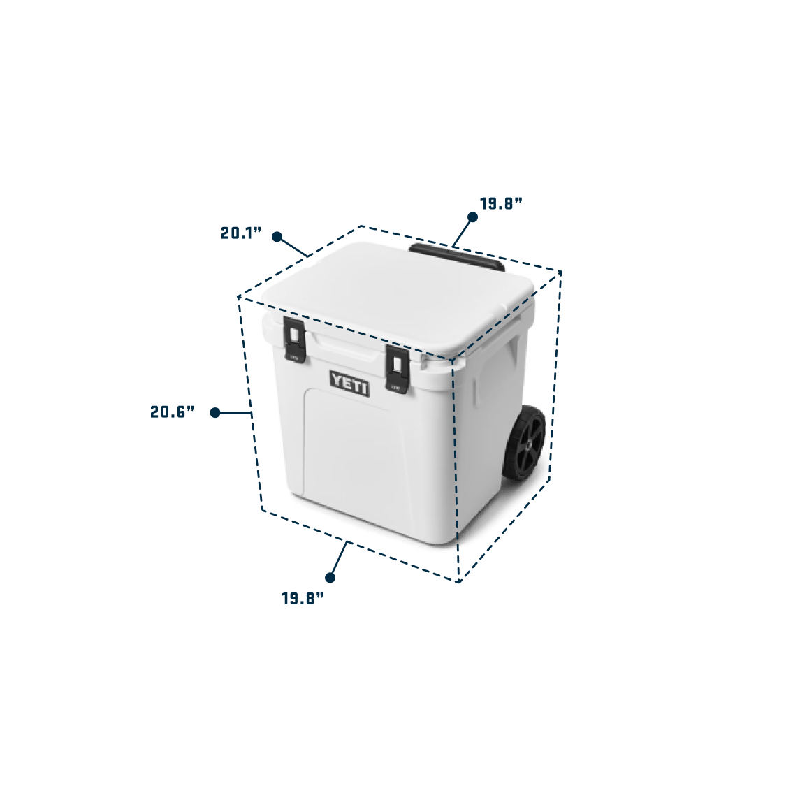 YETI Roadie® 48 Wheeled Cooler Roadie Product weight - 28.30 LBS 48 hard cooler white exterior mobile yeticoolershop.com
