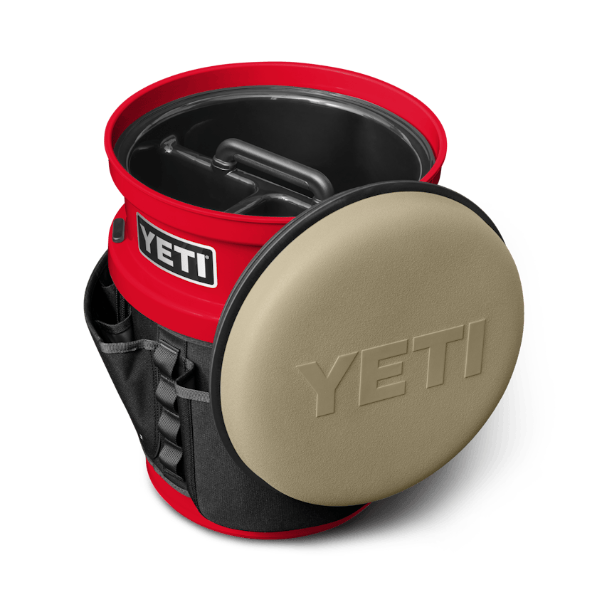 The Fully-Loaded Bucket With Tan Swivel Seat Site Studio Outdoor Living Loadout Bucket Swivel Seat Tan on Rescue Red 3qter Loaded 10527 B 2400x2400 YETI Cooler Shop