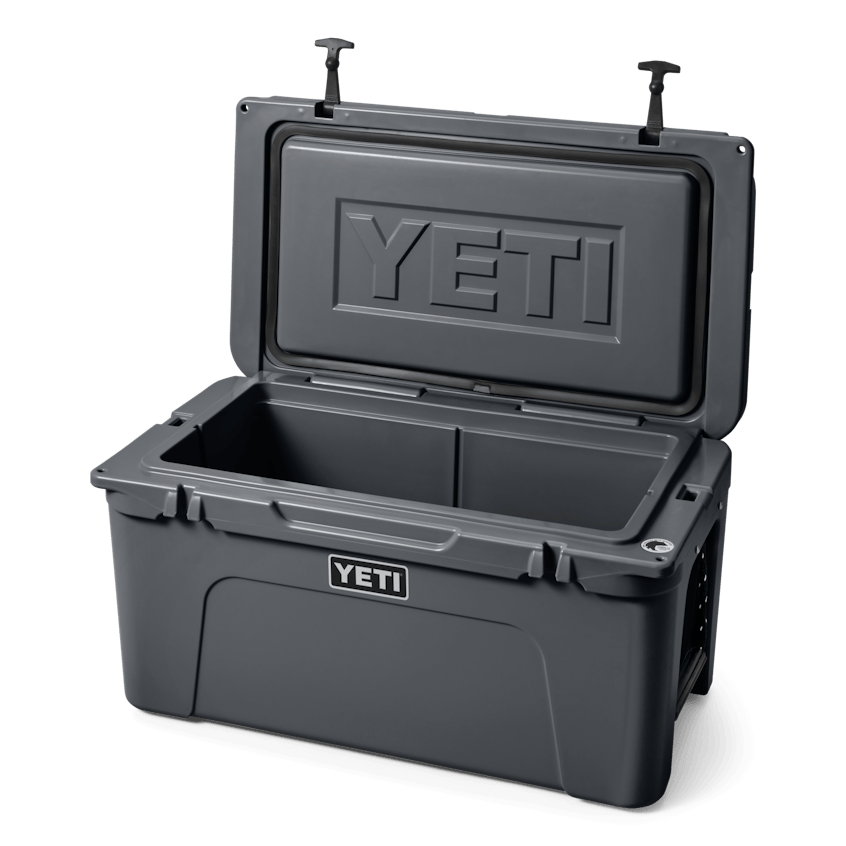 YETI Tundra® 65 Hard Cooler - Charcoal W 220078 1H23 Color Launch site studio Hard Coolers Tundra 65 Charcoal 3qtr Lid Up 3416 Primary B 2400x2400 yeticoolershop.com