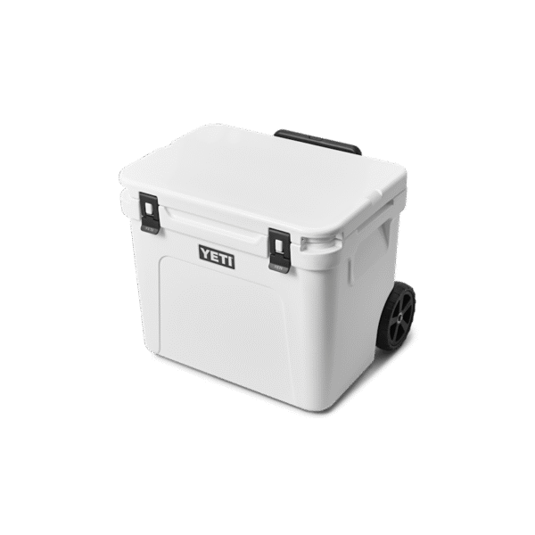 W site studio Hard Coolers Roadie 60 White 3qtr Front Handle Down 7764 Primary B 2400x2400 1 YETI Cooler Shop YETI Cooler Shop