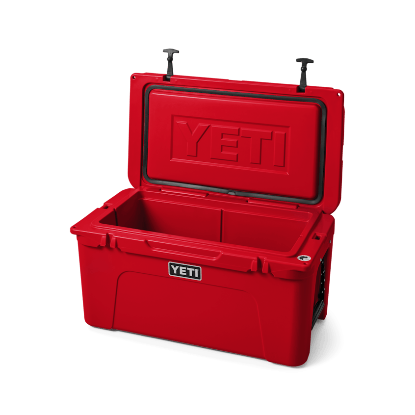 YETI Tundra® 65 Hard Cooler - Rescue Red W site studio Hard Coolers Tundra 65 Rescue 3qtr Lid Up 3416 Primary B 2400x2400 yeticoolershop.com