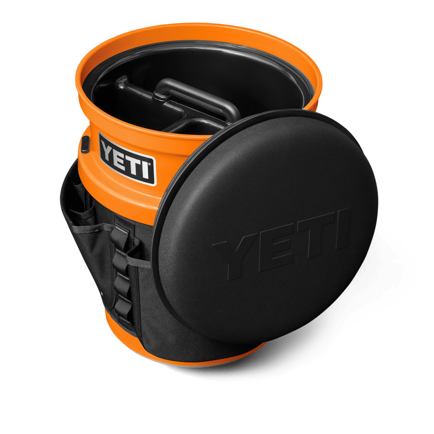 The Fully-Loaded Bucket With Black Swivel Seat W site studio hard goods Loadout Bucket Swivel Seat Black on King Crab Orange 3qter Loaded 10534 Primary B 2400x2400 YETI Cooler Shop