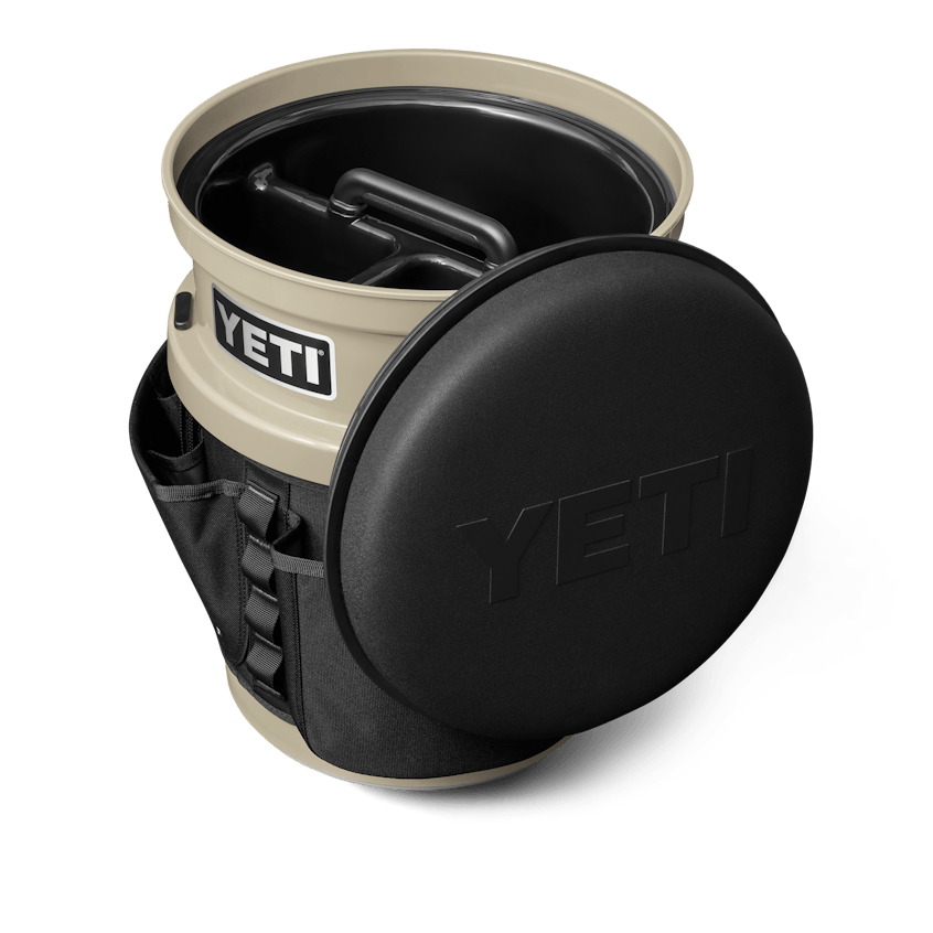 The Fully-Loaded Bucket With Black Swivel Seat W site studio hard goods Loadout Bucket Swivel Seat Black on Tan 3qter Loaded 10534 Primary B 2400x2400 YETI Cooler Shop