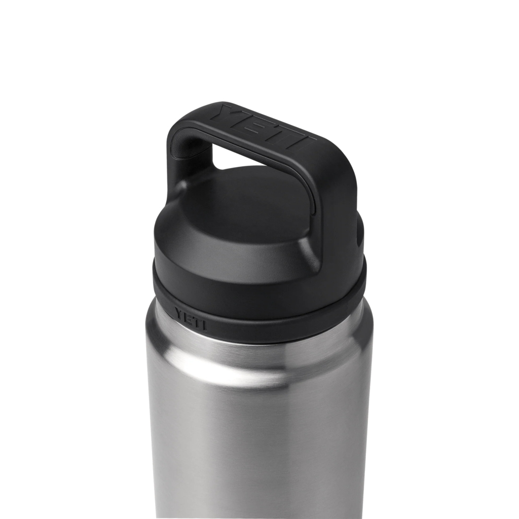 Close up of the leak proof cap on a yeti 60 oz stainless drinkware bottle