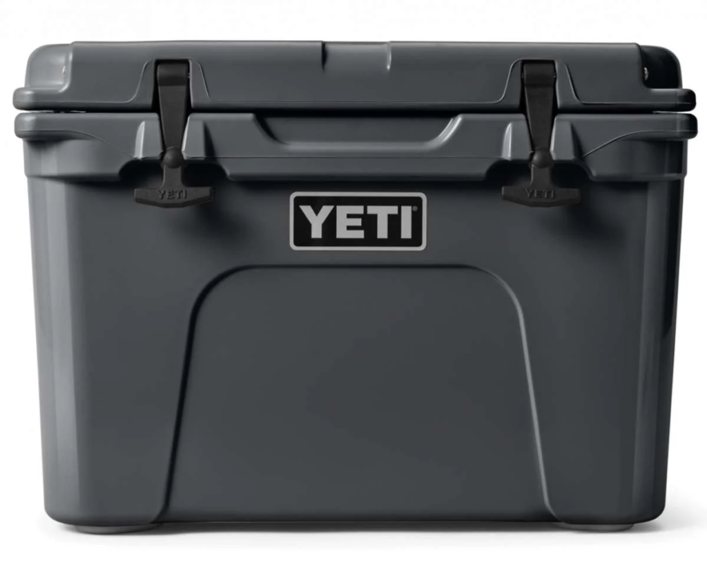 Close up of the modern color design on a yeti cooler grey