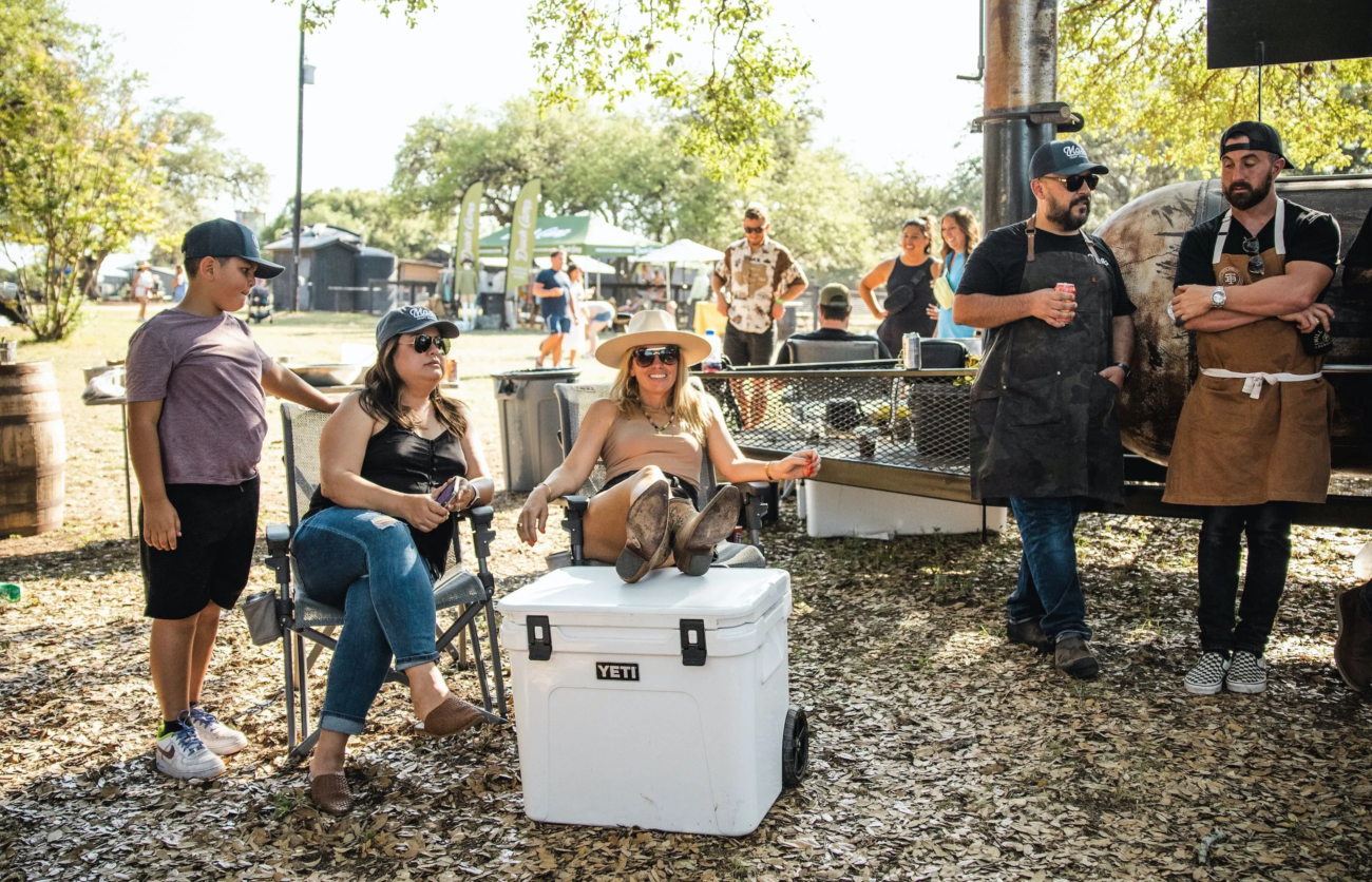 YETI coolers roadie used as rugged travel gear for camping